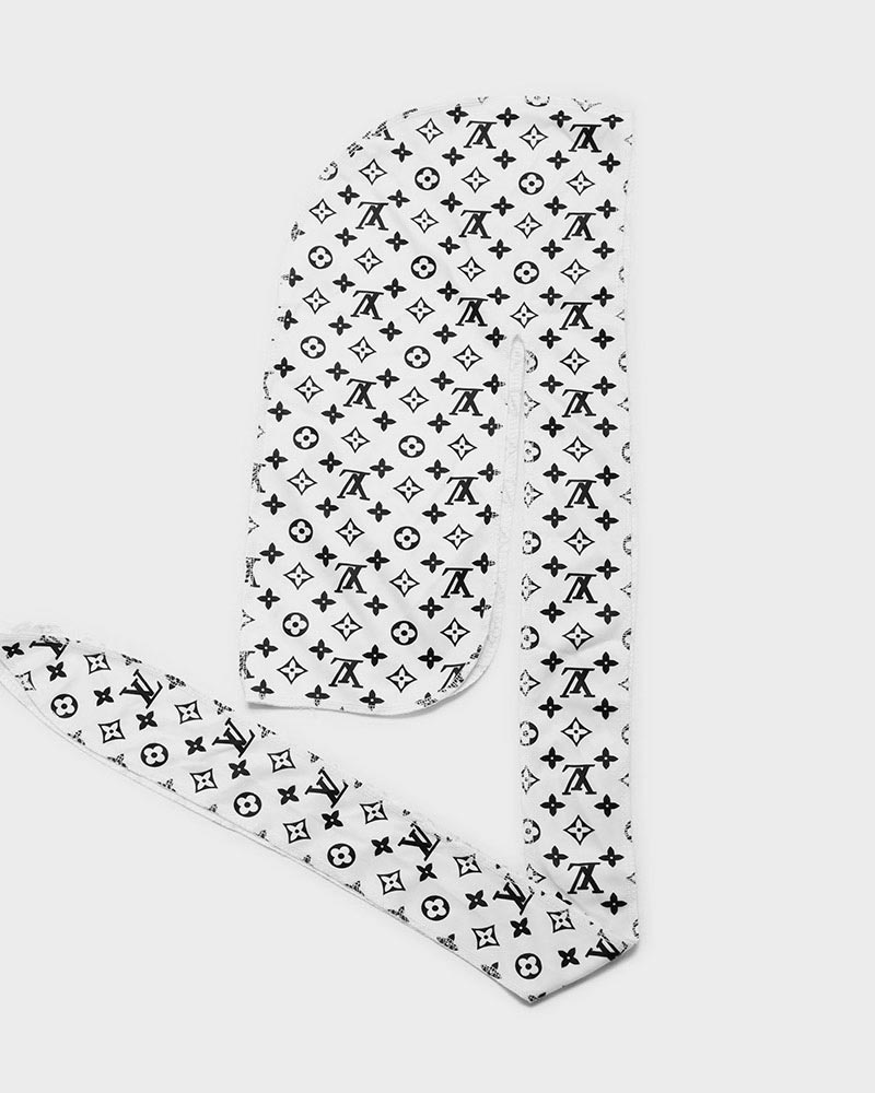 White Louis Vuitton Print Durag - Most Hated Waves
